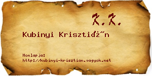 Kubinyi Krisztián névjegykártya